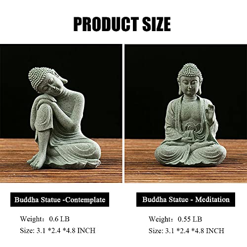 fazhongfa Mini Buddha Statue 4.7 Inch Natural Stone Handmade Buddha Sculptures Creative Zen Garden Aquarium Fish Tank Decorations Home Decor to Friend Family Mom Father as Gift (Contemplate) - style: Contemplate