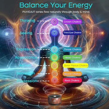 Sound Frequency Machine,Meditation Generator Instrument,Tone Device Tools - Solfeggio Frequencies Bath for Yoga, Mindfulness, Vibration System of Chakra Balancing, 5 Tones, 3 Timers - color: Zen Wood