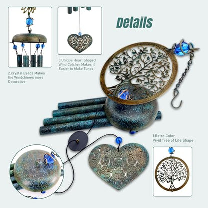 ASTARIN Wind Chimes Outside Unique Tree of Life Wind Chime All Metal Wind Chimes for Love One Gifts for Mom, Grandma, Daughter, Decoration for Home, Garden, Patio, Backyard(29”) - size: 29" Tree