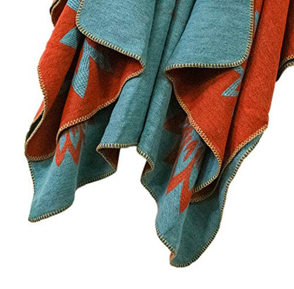 Urban CoCo Women's Color Block Shawl Wrap Open Front Poncho Cape - color: Series 24-orange