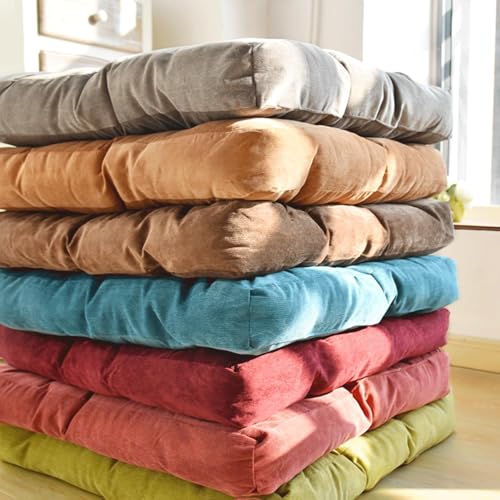 Square Meditation Pillow, Large Floor Pillow Cushion,Solid Thick Tufted Seat Cushion Janpanese Quilted Chair Mat for Balcony Bedroom Tatami Living Room(55x55cm, A) - color: A