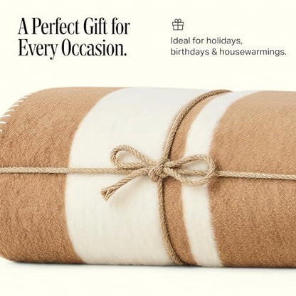 Preston Lane Highrise Throw Blanket – 50" x 70", Premium Cotton-Blend, Soft and Fluffy Throw for Couch, Bed, or Living Room, Cozy and Warm, Made in Portugal, Camel - color: Camel