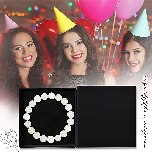Natural Stretch Jade Bracelet for Women Men 10MM Bead 6.7 Inch to 7.5 inch Healing Crystal Energy Gemstone Bracelet for Women Men Gift - color: white