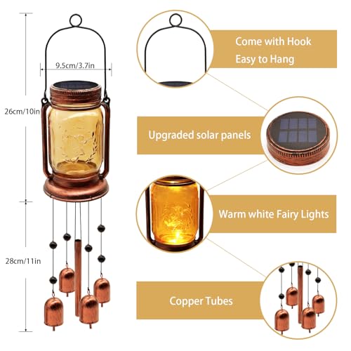 Solar Wind Chimes for Outside, Birthday Mother' s Day Gifts for Mom Women Grandma,Solar Mason Jar Wind Chime Light Unique Hanging Wind Chimes Outdoor,IP65 Waterproof, Yard Garden Terrace Courtyard - size: 1 pack-Mason jar wind chime