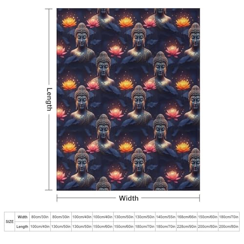Office Nap Thin Flannel Blanket Meditation Religion Lotus Art, Lightweight Soft Plush Throw Blanket, Compact Travel Blanket for Camping, 50x60 Inches - color: Pattern (333), size: Standard Size 50x60 Inches