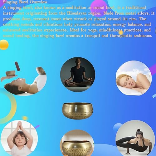Fay Bless Tibetan Singing Bowl Set - Easy To Play for Beginners - Authentic Handcrafted Mindfulness Meditation Holistic Sound (Gold-15cm/5.9in) - color: Gold-15cm/5.9in