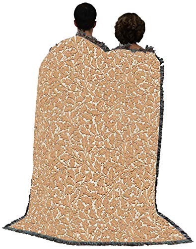 Pure Country Weavers William Morris Oak Tree Peachy Blanket - Arts & Crafts - Gift Tapestry Throw Woven from Cotton - Made in the USA (72x54) - color: Peachy, size: Large