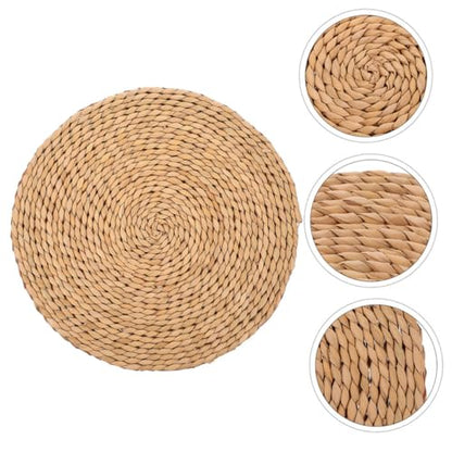 UKCOCO Meditation Cushion Thick 1.5cm Natural Woven Straw Floor Pillow for Sitting Indoor Mindfulness Yoga Cushion Pad, Sturdy Tatami Seat Mat for Home and Picnic Use
