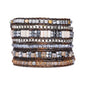 YGLINE Natural Stone Wrap Bracelet for Women Boho Bracelets Healing Crystal Beaded Bracelet Adjustable 3/5 Wraps Bracelet Handmade Birthday Gifts for Women - color: grey