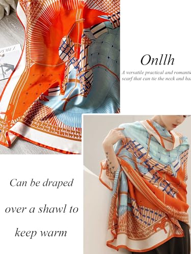 Large Shawl Scarf For Women Lightweight Wraps Silky Headscarf Long Sunscreen Scarfs - color: T29 Orange Shawl / 70"x 35"