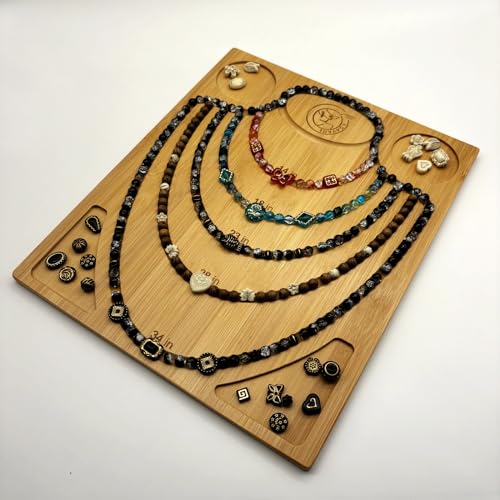 NOAVAOL Bamboo Bead Board for Jewelry Making, Combi Beading Tray Design Mat for Necklaces, DIY Small Jewelry Design Board
