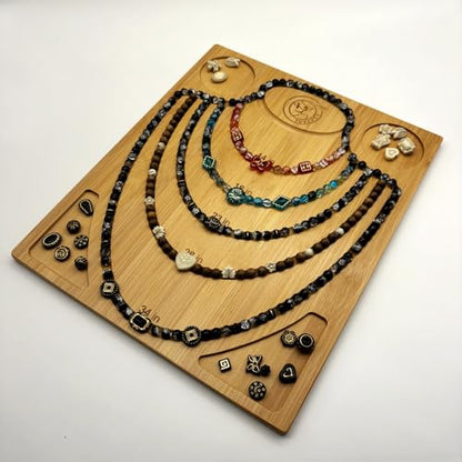 NOAVAOL Bamboo Bead Board for Jewelry Making, Combi Beading Tray Design Mat for Necklaces, DIY Small Jewelry Design Board