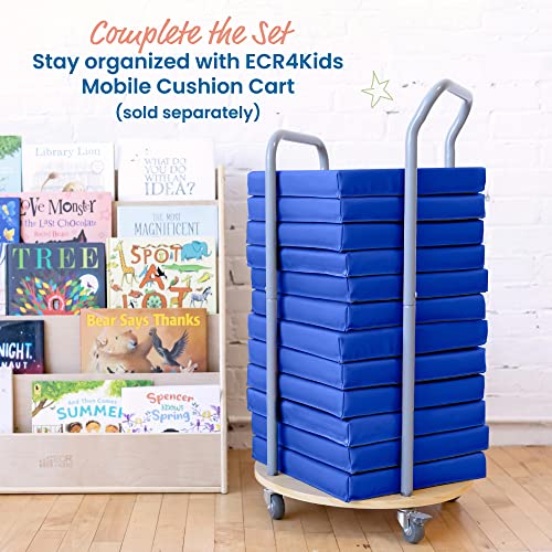 ECR4Kids SoftZone Square Floor Cushions with Handle, Flexible Seating, Blue, 6-Piece - color: Blue