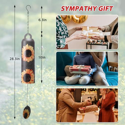 Taman Wind Chime - 28" Sunflower Metal Wind Bell Deep Tone Serenity Valentine's Day Gift Mobile Memorial Sympathy Gift for Home, Outdoor, Yard, Patio,Garden Decor