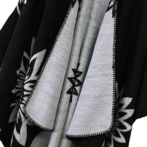 Urban CoCo Women's Color Block Shawl Wrap Open Front Poncho Cape - color: Series 22-black