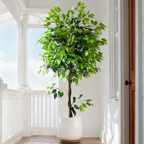 6ft Artificial Ficus Tree for Home Decor, Faux Silk Plants Faux Plant Fake Silk Trees with Pot for Indoor House Living Room Office Garden