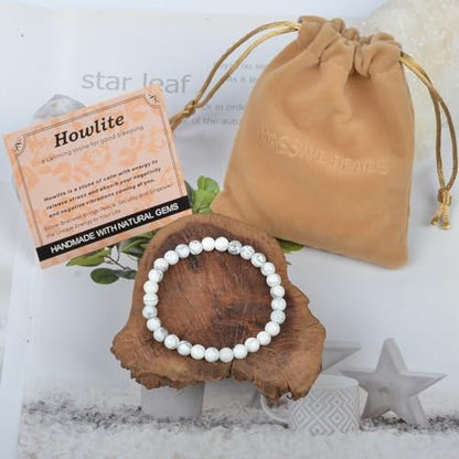 MASSIVE BEADS Handmade Yoga Stretch Elastic Bracelet Natural Stone Crystal Healing Power Energy Gifts for Unisex Adult 4mm 6mm 8mm 10mm - color: Howlite(Good Sleep), size: 6mm