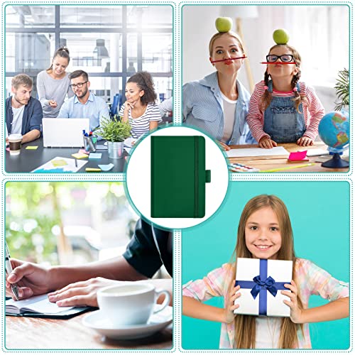 40 Pieces Small Notebooks A6 Pocket Journals 3.5 x 5.5 Inch Small Leather Notebook Mini Ruled Lined Journal with Elastic Band Pen Holder Page Marker Ribbons (Green) - color: Green