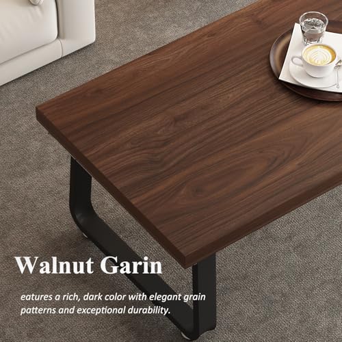 HSH Rustic Walnut Coffee Table, 39” Mid Century Modern Center Table, Rectangle Industrial Living Room Coffee Table, Simple Farmhouse Wood and Metal Tea Coffee Tables for Home Bedroom, Walnut, 39 in - color: Walnut, size: 39 Inch