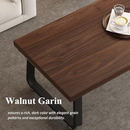 HSH Rustic Walnut Coffee Table, 39” Mid Century Modern Center Table, Rectangle Industrial Living Room Coffee Table, Simple Farmhouse Wood and Metal Tea Coffee Tables for Home Bedroom, Walnut, 39 in - color: Walnut, size: 39 Inch