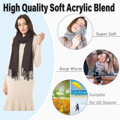 TwoYek Womens Scarf Pashmina Shawls and Wraps for Evening Dress Wedding Bridesmaid Gift - color: Brown
