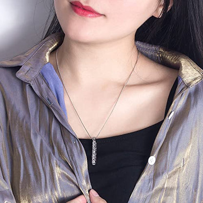 Dankadi Women's 925 Silver Necklace-Bohemian Sterling Silver Patterned Cylindrical Pendant Necklace-100% Original Silver Snake Chain 45-60CM Fine Jewelry - style: Snake chain 20 inch