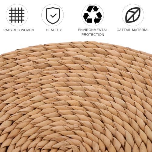 VICASKY Thickened Woven Straw Meditation Cushion 1.5cm Natural Straw Tatami Floor Seat Pad for Indoor Sitting and Zen Practice, Round 30cm Diameter Woven Floor Pillow for Home Use
