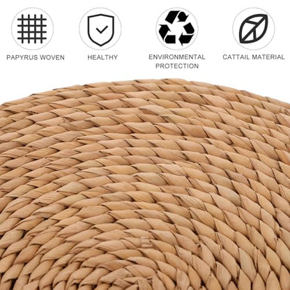 VICASKY Thickened Woven Straw Meditation Cushion 1.5cm Natural Straw Tatami Floor Seat Pad for Indoor Sitting and Zen Practice, Round 30cm Diameter Woven Floor Pillow for Home Use