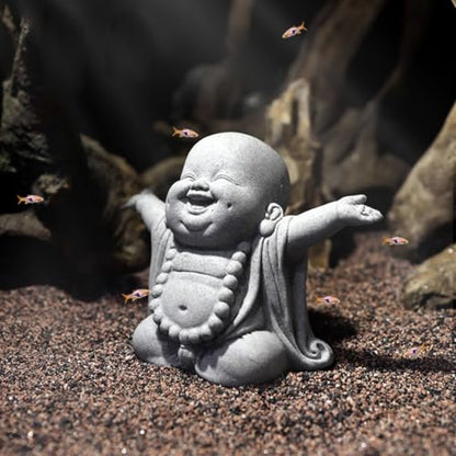 OwMell Japanese Jizo Monk Statue, Buddha Jizo Figurine Memorial Aquarium Statue Ornament - Laughing Buddha - color: Laughing Buddha