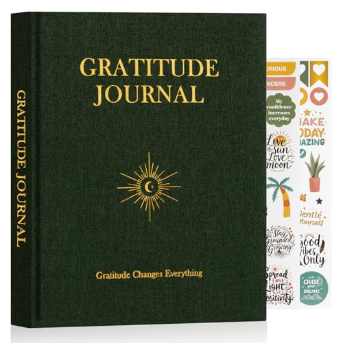 Lanpn Daily Gratitude Journal for Men Woman, 4 Month Mindfulness & Affirmation Planner, 7.8"x9.2" The 5 Minute Grateful Diary, Guided Reflection with Positivity Prompts Undated Notebook, Green - color: Green