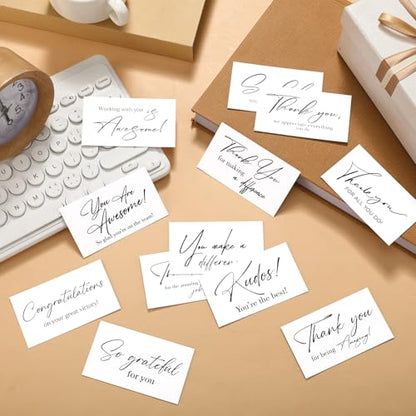 Yeaqee 240 Pcs Employee Appreciation Kudos Cards Funny Blank Back Motivational Card Encouragement Thank You Note Recognition Card for Teacher College Affirmation Gift(White) - style: White