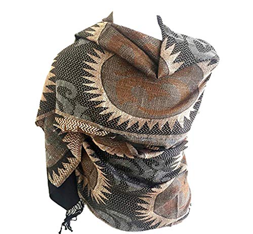 OMA® Om Spiritual Meditation Shawl Scarf With Sanskrit Holy Mantra Reversible Double Weave
