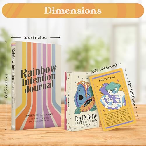 PURPLE CANYON Intention Journal & Rainbow Affirmation Deck – 52-Week Guided Gratitude Journal with Meditations, Goal Setting & Daily Mindfulness Cards - style: Journal & Deck Duo
