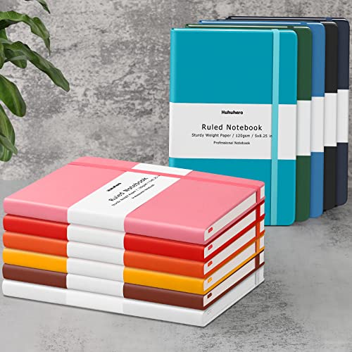 Huhuhero Lined Notebook Journal, 120Gsm Premium Thick Paper with Hardcover Faux Leather Notebook for Work School Note Taking, Office College Supplies 5.25"×8.25"(1, Navy Blue) - color: Navy Blue