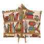 Sleeping Cat Library Bookshelf Large Size Comfortable Hooded Blanket, Warm Blanket 60"x80" - color: Sleeping Cat Library Bookshelf, size: 60"x80"