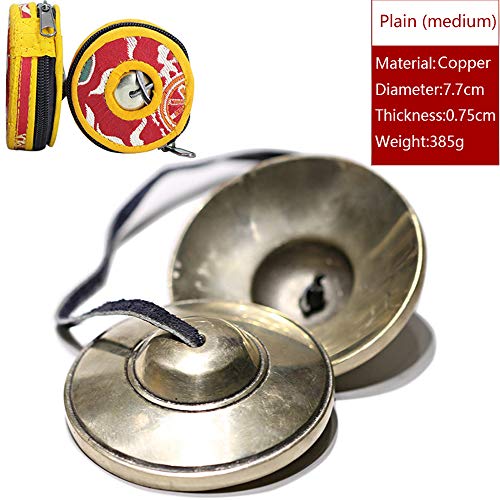Tibetan Tingsha Bell Set - Tibetan Cymbals - for Sound Healing, Yoga, Meditation, and Mindfulness,Handmade in Nepal,Made of Bronze,Plain Pattern,7.7cm/3.0 inch - color: 12-Bronze-Plain-7.7cm
