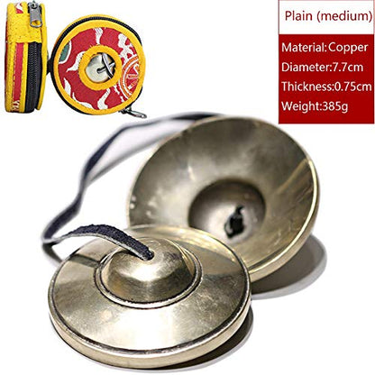 Tibetan Tingsha Bell Set - Tibetan Cymbals - for Sound Healing, Yoga, Meditation, and Mindfulness,Handmade in Nepal,Made of Bronze,Plain Pattern,7.7cm/3.0 inch - color: 12-Bronze-Plain-7.7cm