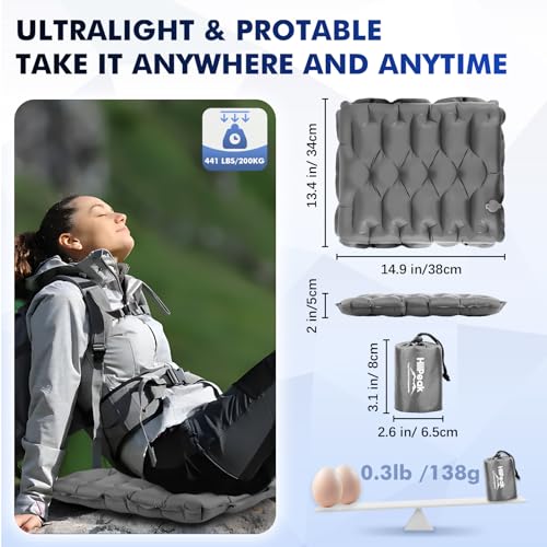 HiiPeak Inflatable Soccer World Cup Seat Cushion, Lightweight Compact Stadium Seat Pad Camping Air Seat Cushion for Gym Football Themed Party Bleachers Backpacking Hiking Airplane Office Car (Grey) - color: Grey