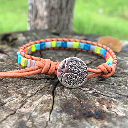 YGLINE Amazonite Handmade Wrap Bracelet Tree of Life Natural Stone Bracelet
