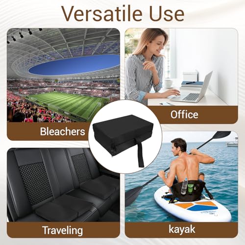 Foldable Stadium Seat Cushions 2 Pack, Bleacher Cushions with Carry Handle, 16.8 * 13.2 * 2 inches for Travel and Outdoor Use (Black)