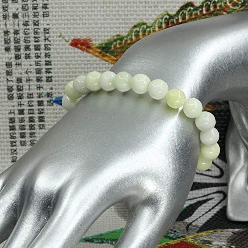 Keleny Gem Semi Precious Gemstones 8mm Natural Quartzite Stone Round Beads Rock Crystal Jasper Stretch Bracelet 7 Inch Unisex - color: 8mm Yellow Lvory Jasper