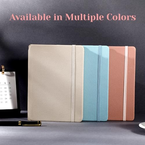 CAGIE Textured Hardcover Lined Journal for Women and Men, A5 Leather Journal Notebook with 256 Pages, 100GSM Paper – College Ruled Journaling Notebook for Writing, Work, School, Daily Diary - color: Q-Pink