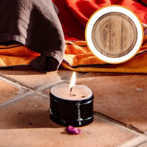 VOSAREA Rustic Pentacle Candle Holder for Tea Light Candles Multi-Functional Altar Plate for Home Table Centerpieces and Religious Ceremonies