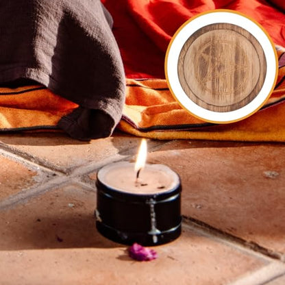 VOSAREA Rustic Pentacle Candle Holder for Tea Light Candles Multi-Functional Altar Plate for Home Table Centerpieces and Religious Ceremonies