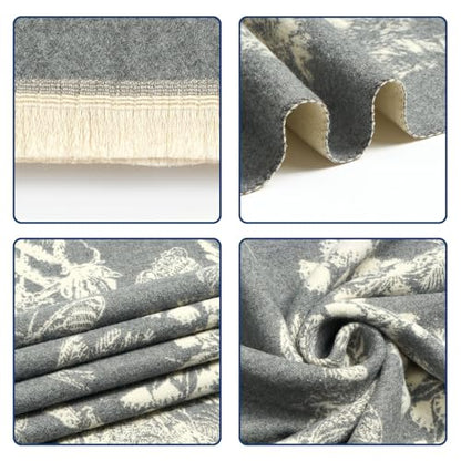 QIUTIMIY Pashmina Shawl Wraps for Womens Winter Scarf Reversible Pattern Designer Ladies Shawls and Wraps for Evening Dresses - color: Flower1-grey