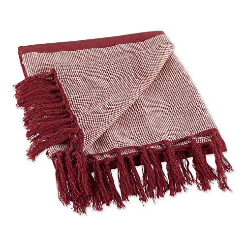DII Striped Throw Collection Urban Cityscape Border - color: Barn Red