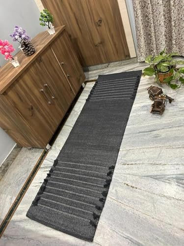 Generic Handcrafted Bohemian Style Grey Color Organic Cotton Mat For Adults & Seniors Meditation Yoga Fitness and Prayer Use