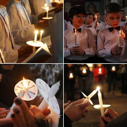 YOROXRG 100 pcs Church Candles with Drip Protectors for Devotional Candlelight Vigil Service, Unscented White 5" H X 1/2" D, No Smoke, Shabbat, Praye - color: White-5" 100