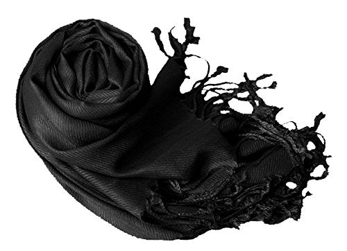Peach Couture Women’s Pashmina Shawl Wrap – Warm Long Large Scarf for Evening Dress, Bridesmaid, Wedding & Bridal Wear - color: Black