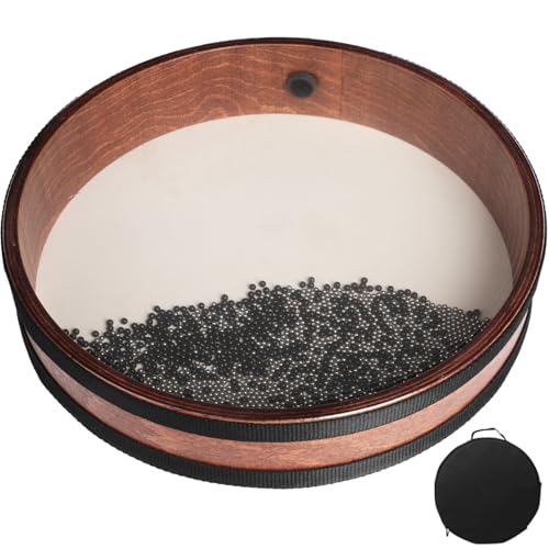 12 Inch Professional Ocean Wave Drum - Goatskin Drum with Steel Beads, Natural Sound Instrument for Meditation Relaxation Yoga, Includes Carry Bag(12in) - size: 12in